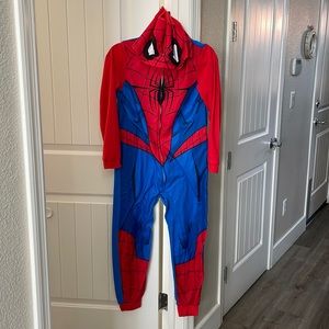 Spider-Man One Piece Pajamas with Hoodie size 10-12, worn once